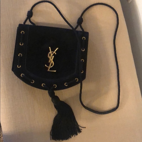 YSL black suede tassel cross body purse - Picture 1 of 7
